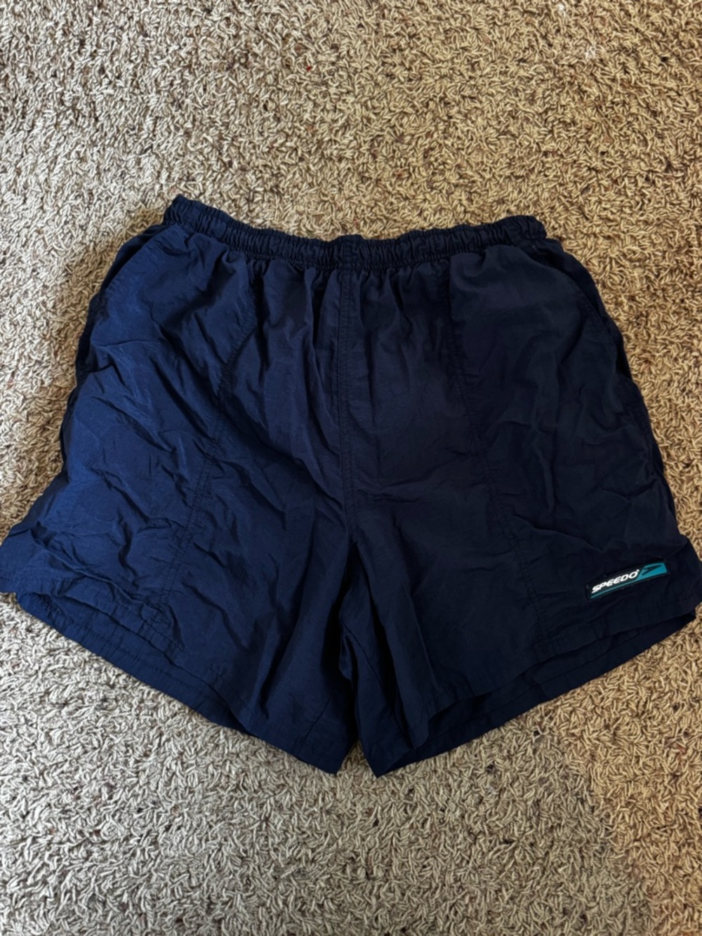 VINTAGE Speedo Navy Blue Swim Shorts size large